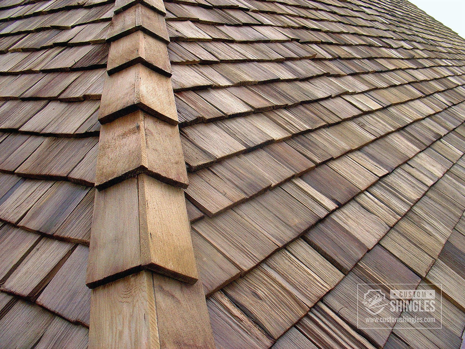 Wood shake roof on traditional home